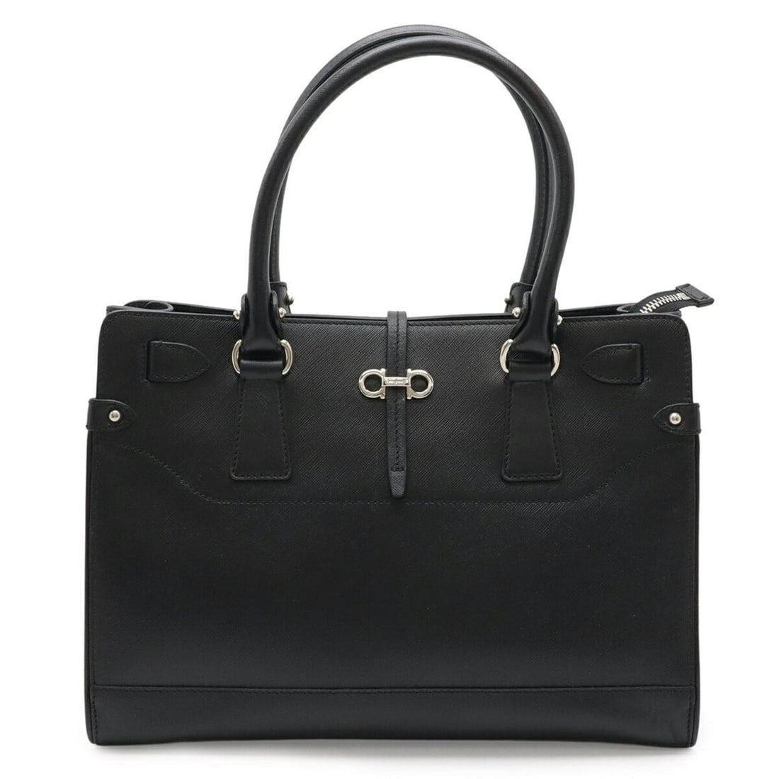 Salvatore Ferragamo Gancini Tote Bag, Black Leather, AU21B982 (1 of 10)