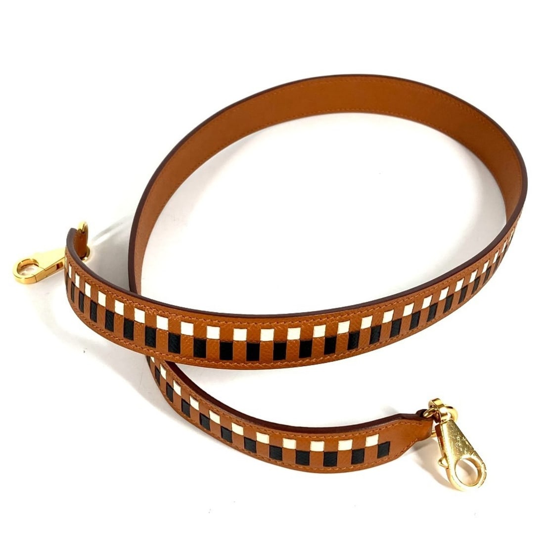 HERMES Bandouliere Traces Accessories Shoulder Strap Leather Men's Women's Gold (1 of 9)