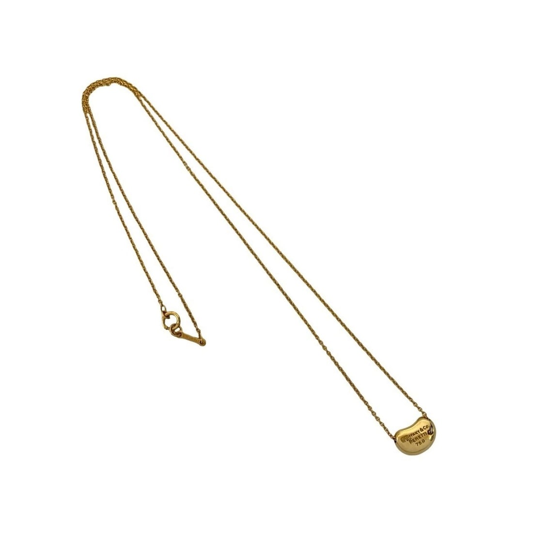 TIFFANY & Co. Tiffany Bean Necklace 18K Gold Chain Pendant -1515 (1 of 7)