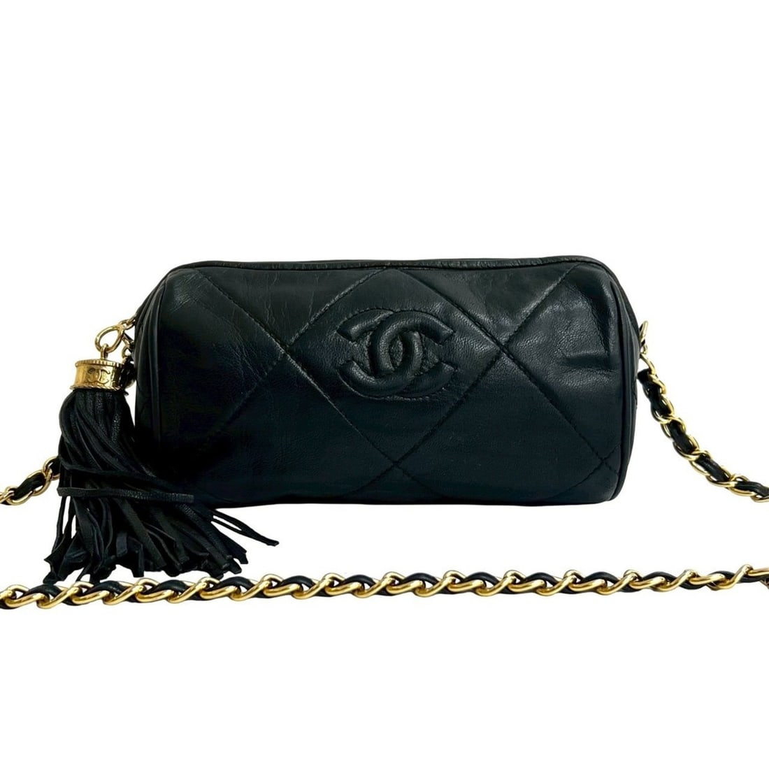 CHANEL Coco Mark Lambskin Leather Chain Mini Shoulder Bag Black 32346 (1 of 11)