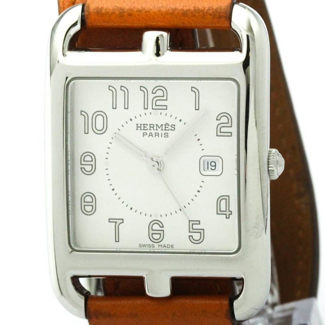 HERMES Cape Cod Double Tour Steel Quartz Mens Watch CC2.710 Polished (1 of 8)