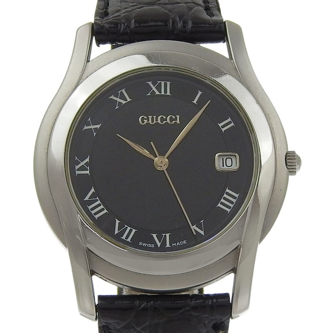 Gucci 5500M Stainless Steel Quartz Analog Watch with Black Dial for Women: --- Catalog ---Category: SizeWrist Size: 15cm - 19cm / 5.9'' - 7.48''Case Diameter: 35mm / 1.38''Category: DesignType: WristwatchGender: WomenColor (Dial): BlackMaterial (Band): Stainless steelMateria