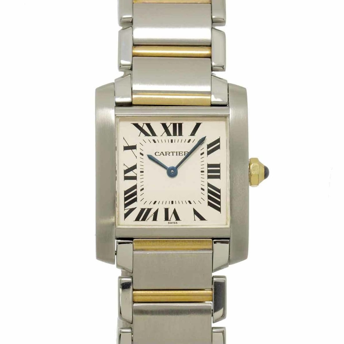 Cartier Tank Française MM Two-tone Watch W51006Q4 Boys' Ivory Yellow Gold Quartz: --- Catalog ---Category: SizeWrist Size: 16cm / 6.29''Case Diameter: 25mm / 0.98''Category: DesignType: WristwatchGender: BoysColor (Dial): IvoryMaterial (Band): Stainless steel, Yellow goldMaterial (