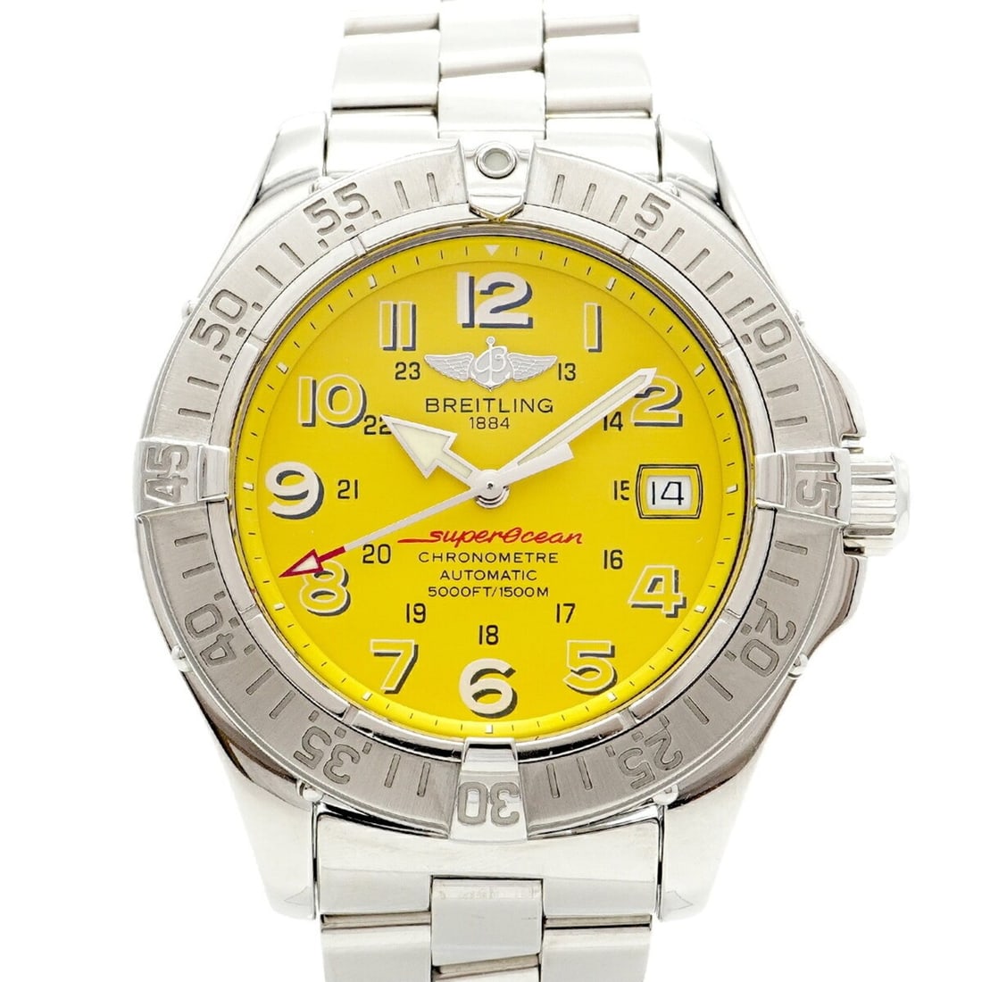 Breitling Superocean A17360 Yellow Dial Men's Watch: --- Catalog ---Category: SizeWrist Size: 17.5cm / 6.88''Case Diameter: 41.7mm / 1.64''Category: DesignType: WristwatchGender: MenColor (Dial): YellowMaterial (Band): Stainless steelCategory: GeneralMP