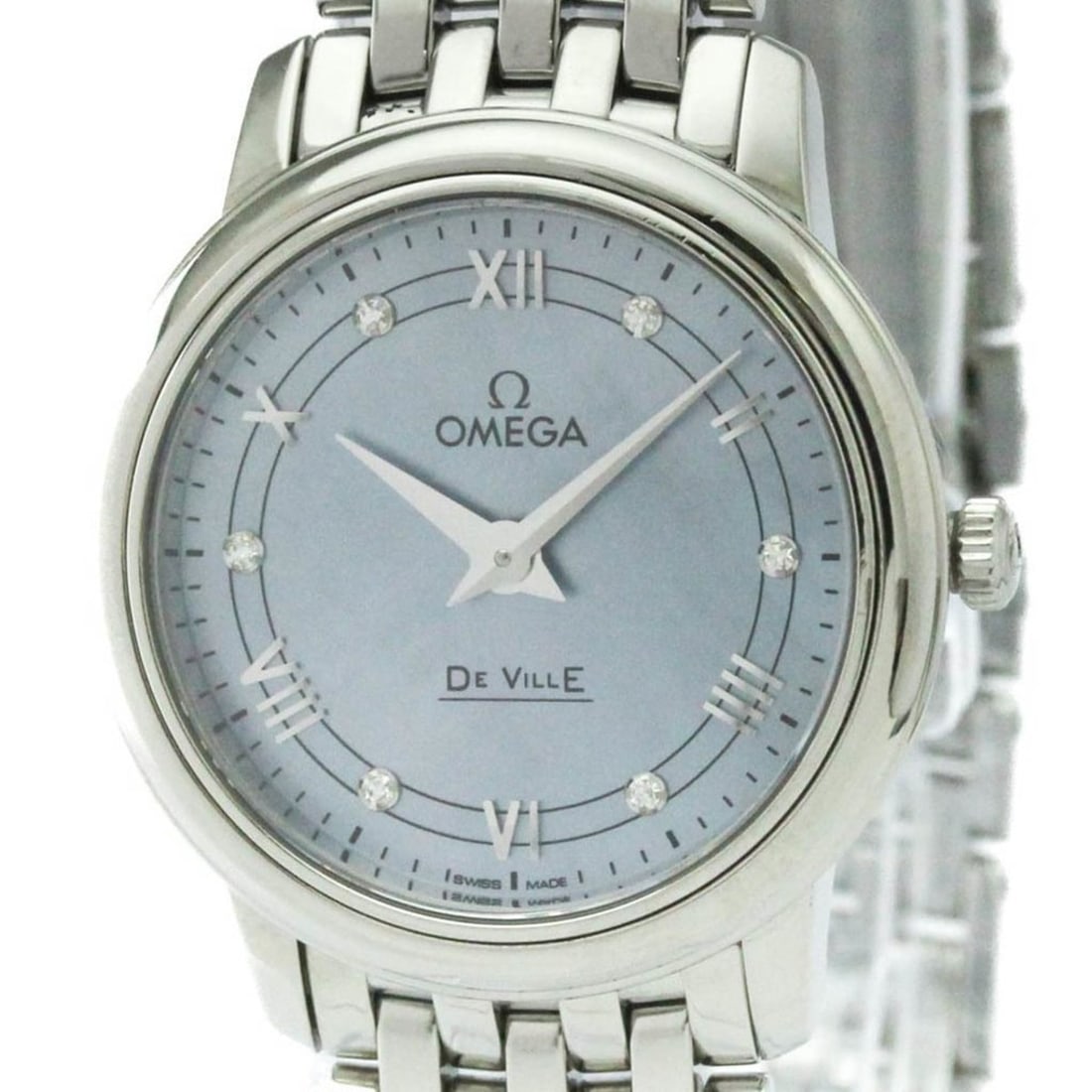 OMEGA De Ville Prestige Diamond MOP Steel Quartz Ladies Watch 424.10.27.60.57.00?1: --- Catalog ---Category: SizeCase Diameter: 27mm / 1.06''Category: DesignType: WristwatchStyle: Dress/FormalGender: WomenColor (Dial): Blue shellMaterial (Band): Stainless steelMaterial (Case): Stainl