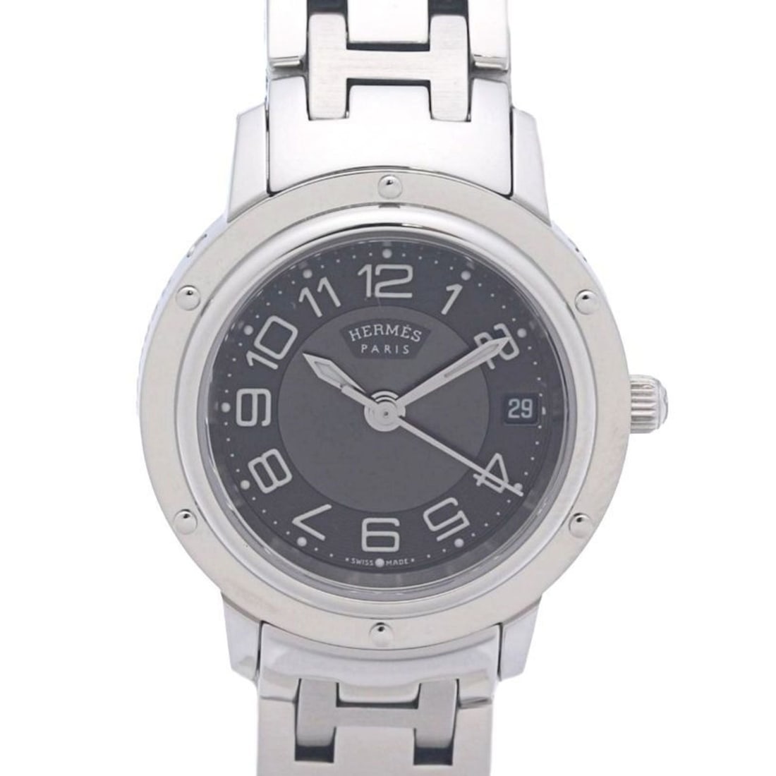 HERMES Clipper Classic CP1.210.230 4969 Women's Watch, Stainless Steel, 130489: --- Catalog ---Category: SizeWrist Size: 16.5cm / 6.49''Case Diameter: 24mm / 0.94''Category: DesignType: WristwatchGender: WomenColor (Dial): GrayMaterial (Band): Stainless steelMaterial (Case): Stai