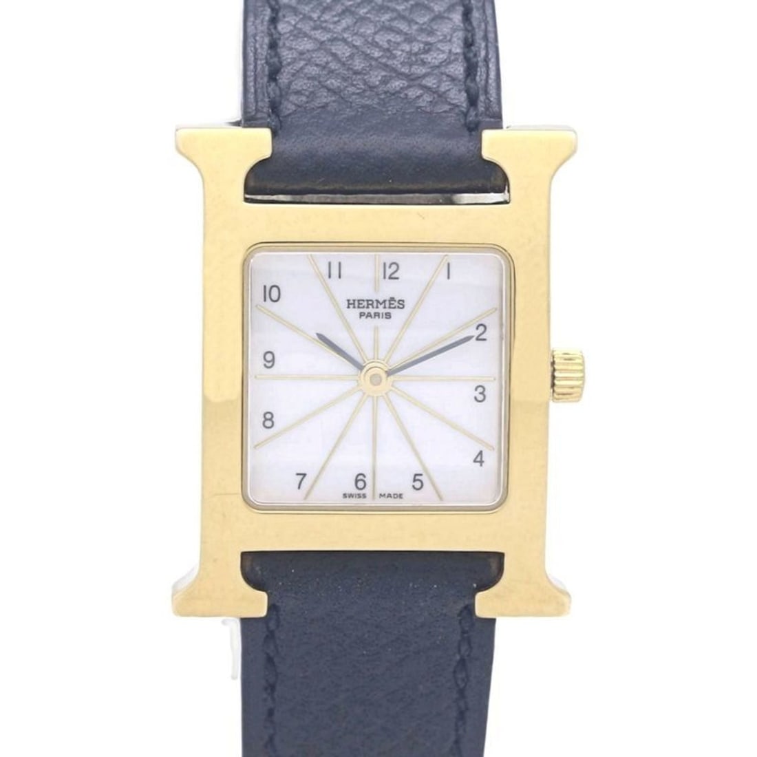 HERMES H Watch HH1.201.130 UNO Women's with SSxGPx Epsom Leather Strap 130472: --- Catalog ---Category: SizeWrist Size: 16.5cm / 6.49''Case Diameter: 21mm / 0.83''Category: DesignType: WristwatchGender: WomenColor (Dial): WhiteMaterial (Band): Leather, Stainless steelMaterial (C