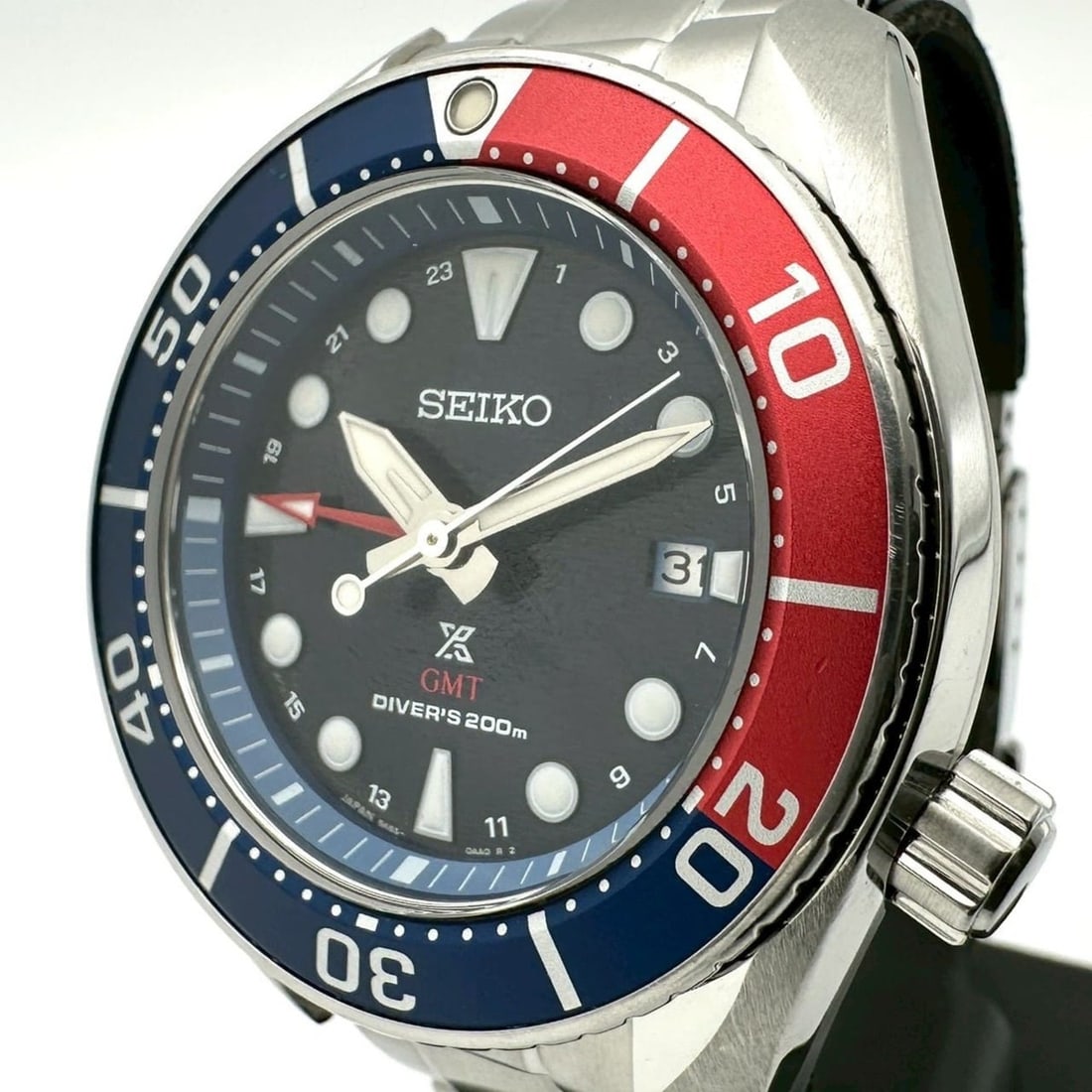 SEIKO Prospex Scuba Diver Watch SBPK005/5K65-0AA0, Date, Solar, GMT, Stainless Steel, Navy, Men's (1 of 11)