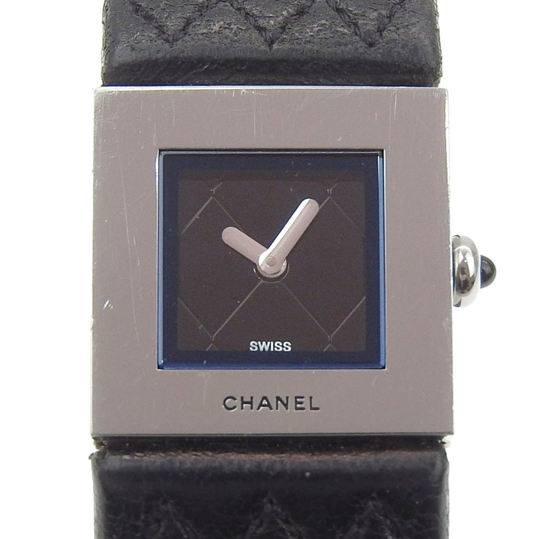 CHANEL Matelasse Watch H0116, Stainless Steel and Leather, Black Quartz Movement, Analog Display,: --- Catalog ---Category: SizeWrist Size: 16cm / 6.29''Case Diameter: 19mm / 0.75''Category: DesignType: WristwatchGender: WomenColor (Dial): BlackMaterial (Band): Leather, Stainless steelMaterial (Cas