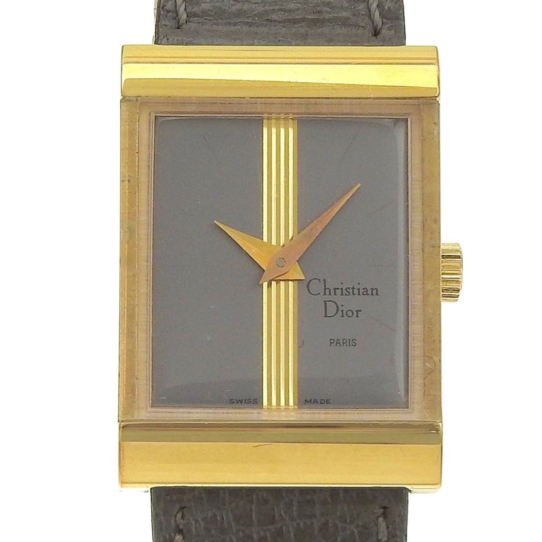 Christian Dior Vintage Watch 33212, Gold-Plated Leather Strap, Manual Winding, Analog Display, Gray: --- Catalog ---Category: SizeWrist Size: 13cm - 16.5cm / 5.11'' - 6.49''Case Diameter: 19mm / 0.75''Category: DesignType: WristwatchGender: WomenColor (Dial): GrayMaterial (Band): LeatherMaterial (Cas