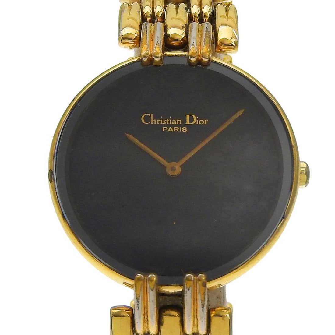 Christian Dior Bagira Watch 46.154 Gold-Plated Quartz Analog Display Black Dial Women's: --- Catalog ---Category: SizeWrist Size: 15.5cm / 6.1''Case Diameter: 27mm / 1.06''Category: DesignType: WristwatchGender: WomenColor (Dial): BlackMaterial (Band): Gold platedMaterial (Case): Gold pla