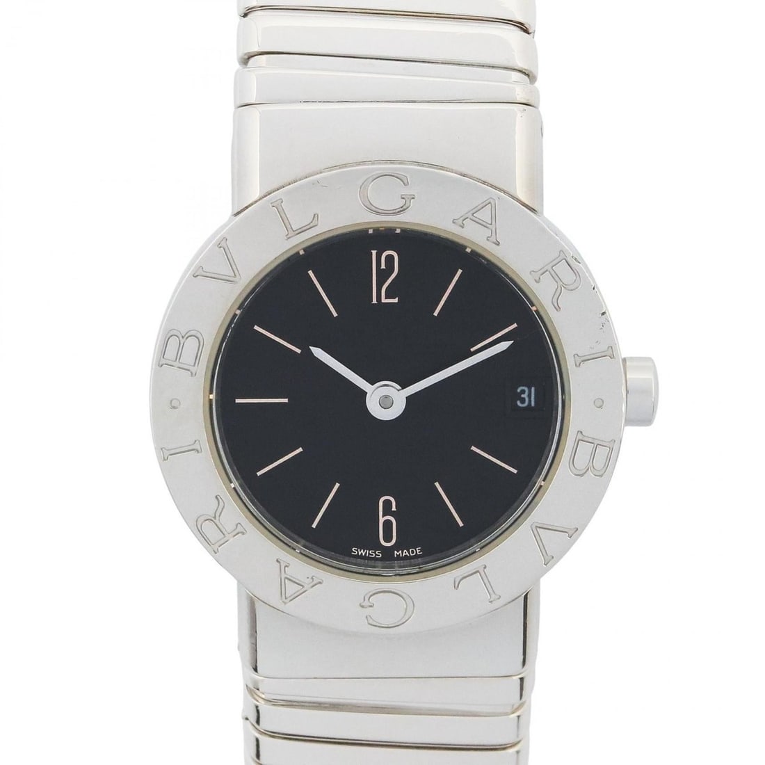 BVLGARI Tubogas Watch, Stainless Steel, Women's, Black, BB232TS: --- Catalog ---Category: SizeWrist Size: 16cm / 6.29''Case Diameter: 23mm / 0.91''Category: DesignType: WristwatchGender: WomenColor (Dial): BlackMaterial (Band): Stainless steelMaterial (Case):