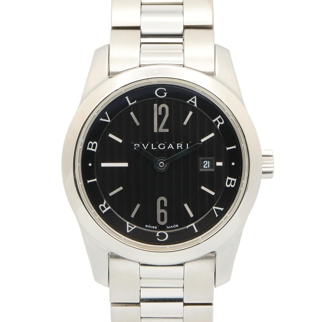 Bvlgari Solotempo Stainless Steel Watch for Women, Black, ST30BSS: --- Catalog ---Category: SizeWrist Size: 15.5cm / 6.1''Case Diameter: 30mm / 1.18''Category: DesignType: WristwatchGender: WomenColor (Dial): BlackMaterial (Band): Stainless steelMaterial (Case):