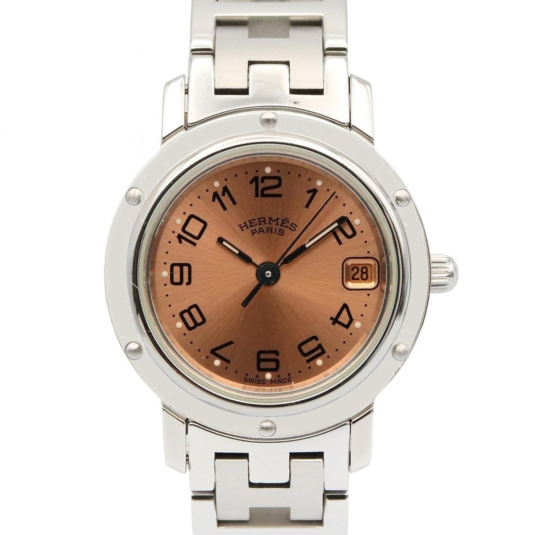 Hermès Clipper Watch, Stainless Steel, Women's, Pink, CL4.210: --- Catalog ---Category: SizeWrist Size: 14cm / 5.51''Case Diameter: 24mm / 0.94''Category: DesignType: WristwatchGender: WomenColor (Dial): PinkMaterial (Band): Stainless steelMaterial (Case):