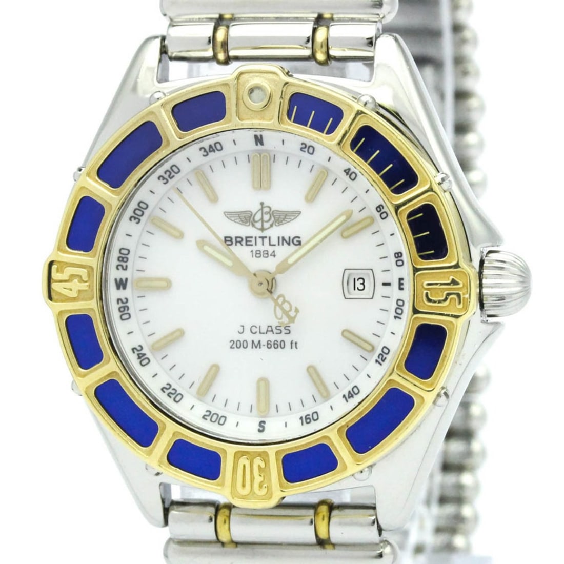 BREITLING Lady J 18K Gold Steel Quartz Ladies Watch D52065 Polished: --- Catalog ---Category: SizeCase Diameter: 30mm / 1.18''Category: DesignType: WristwatchStyle: Dress/FormalGender: WomenColor (Dial): WhiteMaterial (Band): Stainless steelMaterial (Case): Stainless s