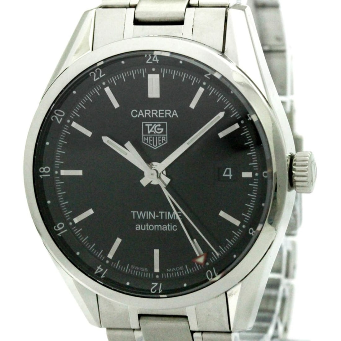 TAG HEUER Carerra Twin Time Steel Automatic Mens Watch WV2115 Polished: --- Catalog ---Category: SizeCase Diameter: 39mm / 1.54''Category: DesignType: WristwatchStyle: SportGender: MenColor (Dial): BlackMaterial (Band): Stainless steelMaterial (Case): Stainless steelCateg