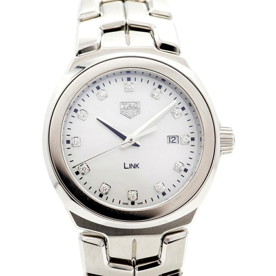 Tag Heuer Link WBC1312 White Dial Women's Watch: --- Catalog ---Category: SizeWrist Size: 16cm / 6.29''Case Diameter: 31.7mm / 1.25''Category: DesignType: WristwatchGender: WomenGemstone: White shellColor (Dial): White shellMaterial (Band): Stainles