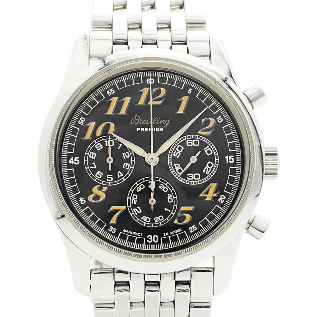 Breitling Navitimer Premier A40035 Black Dial Men's Watch: --- Catalog ---Category: SizeWrist Size: 18cm / 7.08''Case Diameter: 36.7mm / 1.44''Category: DesignType: WristwatchGender: MenColor (Dial): BlackMaterial (Band): Stainless steelCategory: GeneralMPN: