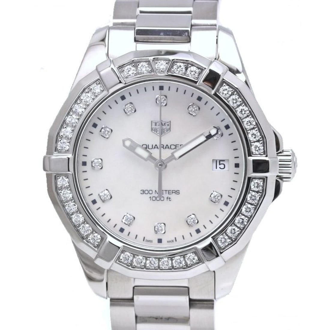 TAG HEUER Aquaracer Bezel with 11 Diamonds, Women's Watch WBD131C.BA0748SS, 39972: --- Catalog ---Category: SizeWrist Size: 20cm / 7.87''Case Diameter: 36mm / 1.42''Category: DesignType: WristwatchGender: WomenColor (Dial): White shellMaterial (Band): Stainless steelMaterial (Case):