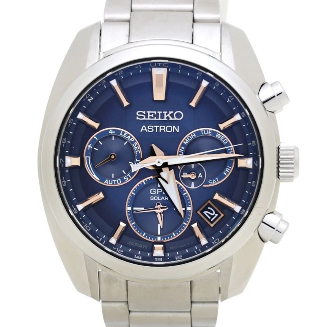 SEIKO Astron Chronograph Watch SBXC049 5X53-0AJ0 Stainless Steel Men's 130323: --- Catalog ---Category: SizeWrist Size: 20.5cm / 8.07''Case Diameter: 41mm / 1.61''Category: DesignType: WristwatchGender: MenColor (Dial): Blue gradientMaterial (Band): Stainless steelMaterial (Case
