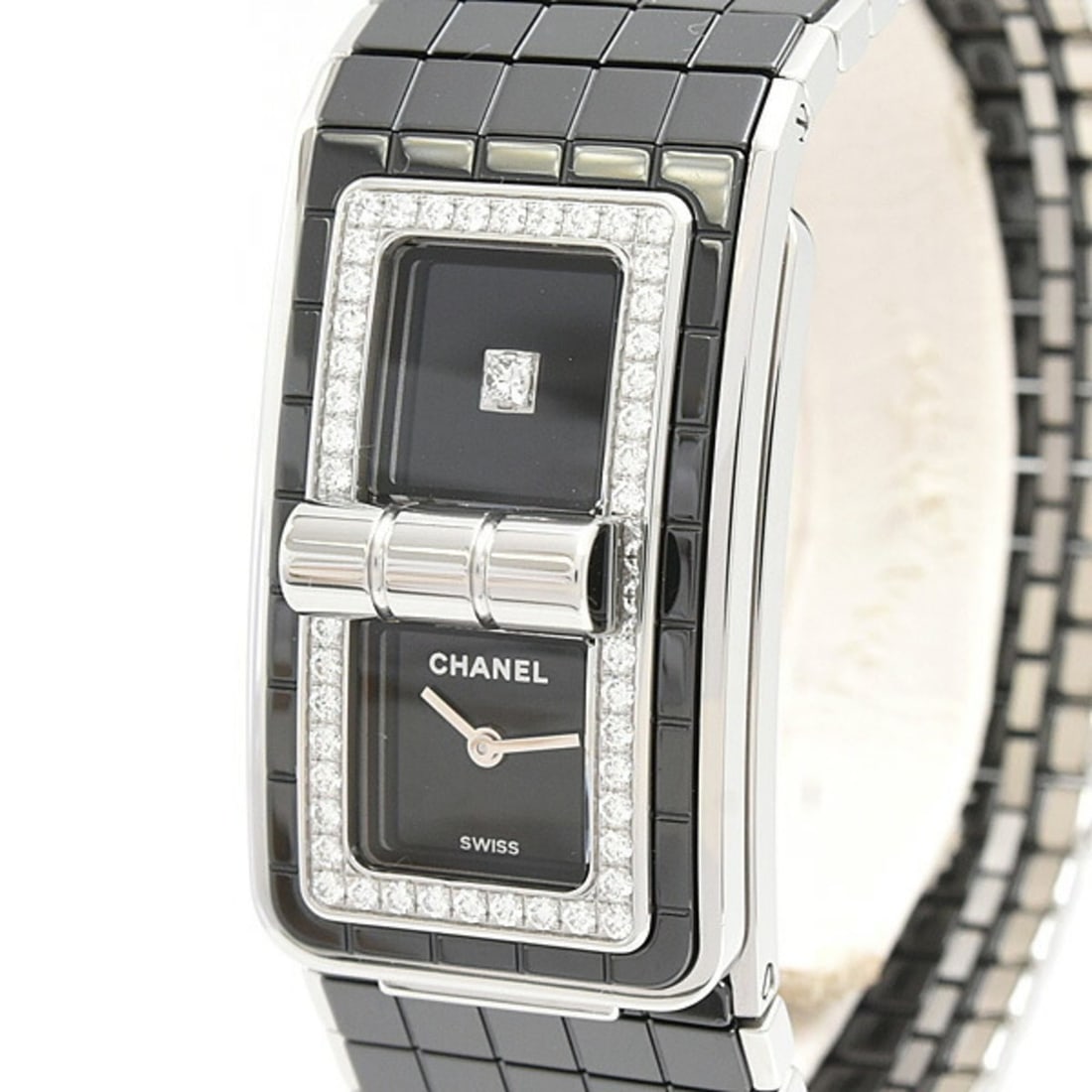 Chanel Women's Code Coco Watch, Diamond Bezel, Battery-Operated, Black Dial, Ceramic and Stainless (1 of 10)