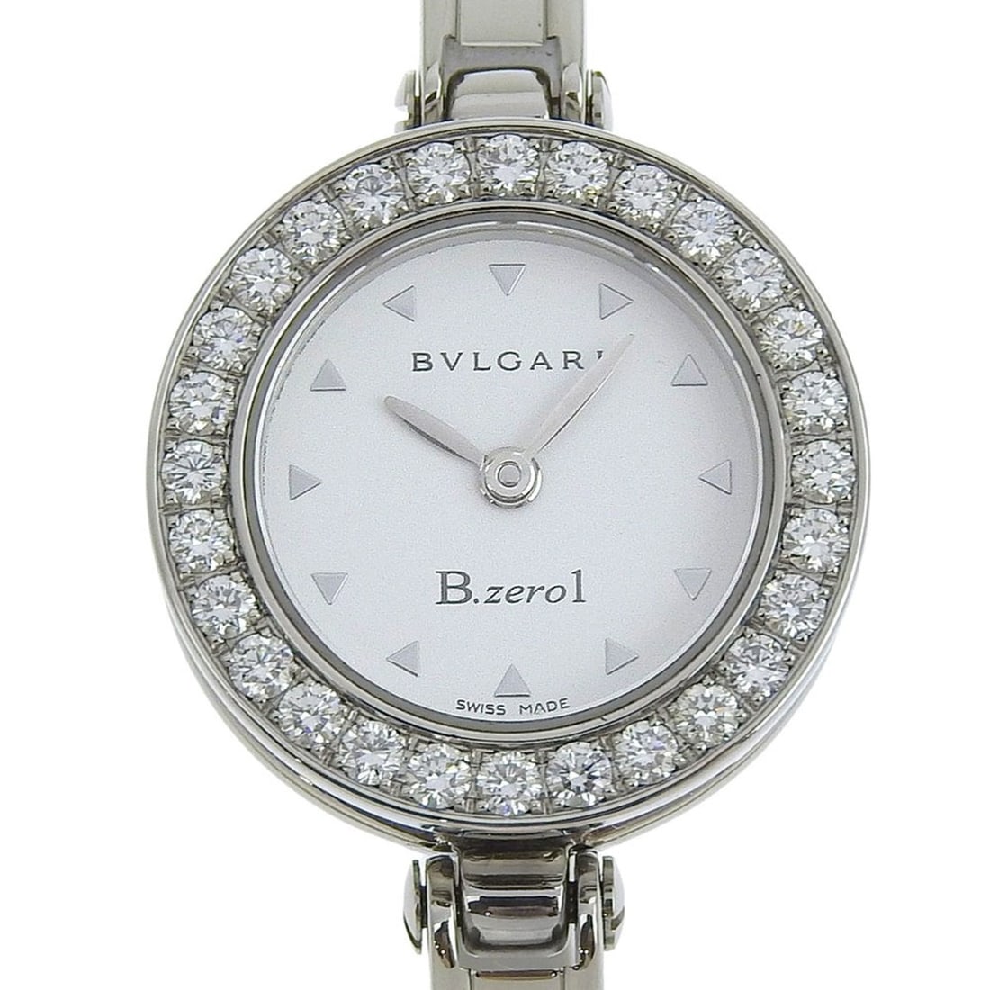 Like new BVLGARI B.zero1 BZ22S women's watch with white dial, diamond bezel, stainless steel quartz (1 of 7)