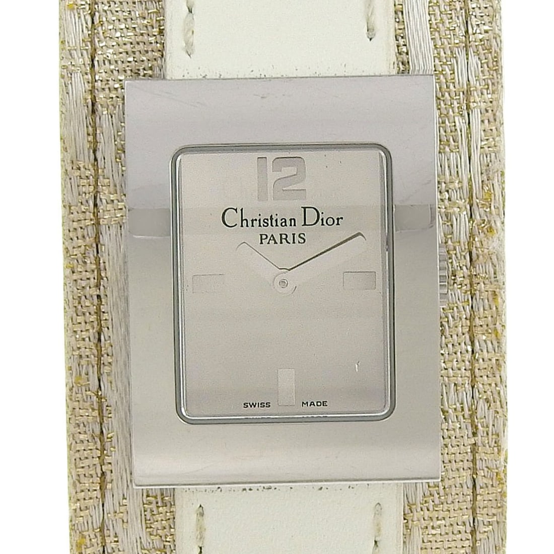 Christian Dior Maris Watch D78-109 Stainless Steel x Shimmer Leather Quartz Analog Display Silver: --- Catalog ---Category: SizeWeight: 22.7g / 0.8oz.Band Width: 14mm / 0.55''Wrist Size: 12.5cm - 16.5cm / 4.92'' - 6.49''Case Diameter: 19mm / 0.75''Case Thickness: 7mm / 0.28''Category: DesignType: W