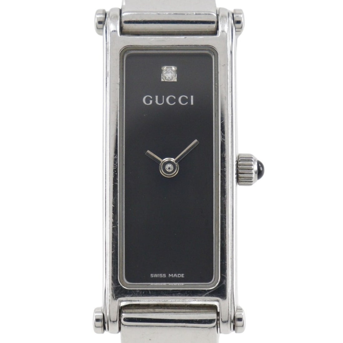 Gucci GUCCI watch 1P diamond 1500L stainless steel black quartz analog display dial ladies: --- Catalog ---Category: SizeWeight: 29g / 1.02oz.Band Width: 9mm / 0.35''Wrist Size: 16cm / 6.29''Case Diameter: 12mm / 0.47''Case Thickness: 5mm / 0.2''Category: DesignType: WristwatchColor: SilverG