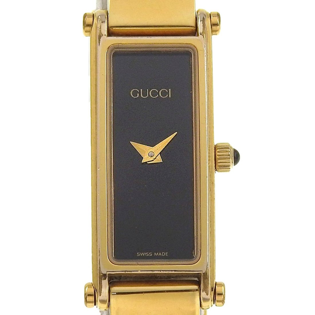Gucci GUCCI Watch 1500L Gold Plated Quartz Analog Display Black Dial Women's (1 of 8)