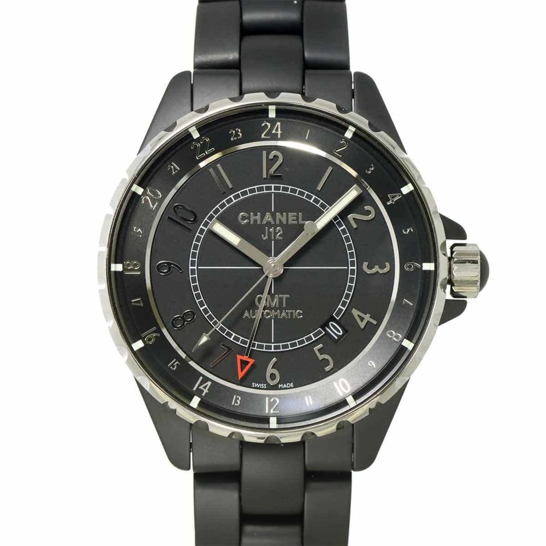 Chanel J12 GMT 41mm H3101 Men's Watch with Date Display, Matte Black Ceramic, Automatic Movement: --- Catalog ---Category: SizeWrist Size: 15.5cm / 6.1''Case Diameter: 41mm / 1.61''Category: DesignType: WristwatchGender: MenColor (Dial): BlackMaterial (Band): Ceramic, Stainless steelMaterial (Case