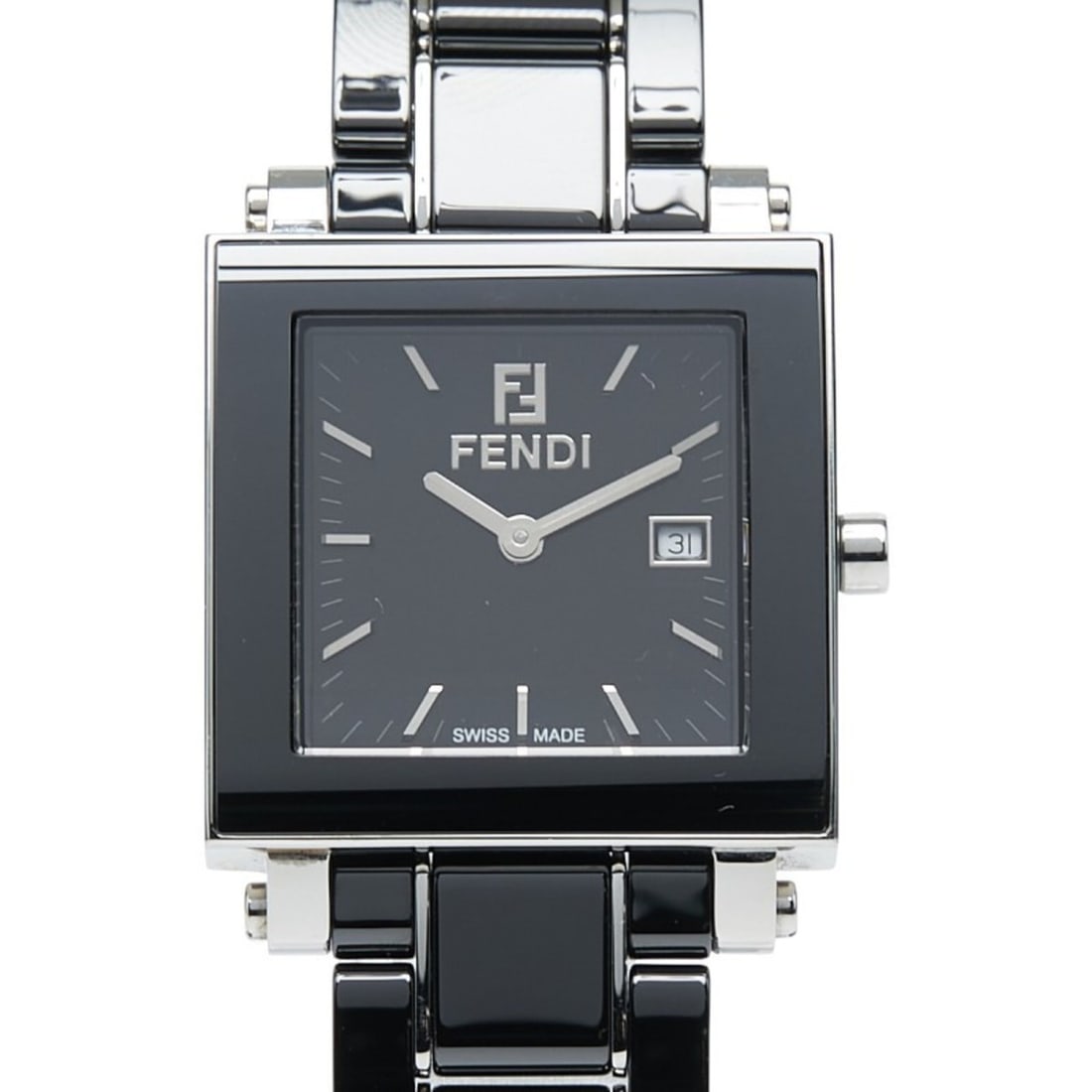 Fendi Quadro Watch 6200G Quartz Black Dial Ceramic Stainless Steel Men's FENDI: --- Catalog ---Category: SizeCase Diameter: 30mm / 1.18''Category: DesignType: WristwatchGender: MenDisplay: AnalogColor (Dial): BlackMaterial (Band): Ceramic, Stainless steelMaterial (Case): Ceramic,