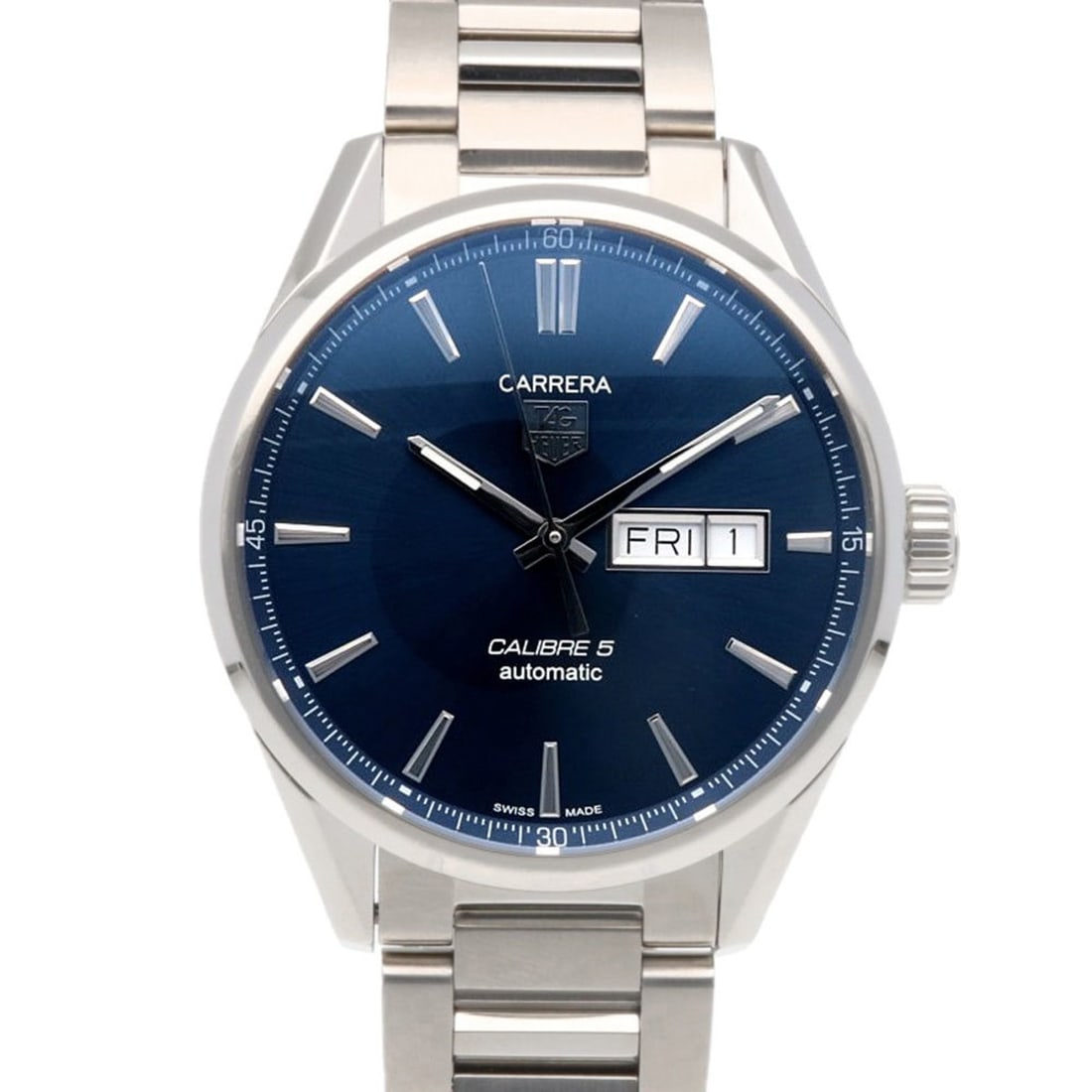 TAG Heuer Carrera Calibre 5 Watch, Stainless Steel WAR201E Automatic, Overhauled and Refinished,: --- Catalog ---Category: SizeWrist Size: 19.5cm / 7.67''Case Diameter: 40.5mm / 1.59''Category: DesignType: WristwatchGender: MenDisplay: AnalogColor (Dial): NavyMaterial (Band): Stainless steelMateri