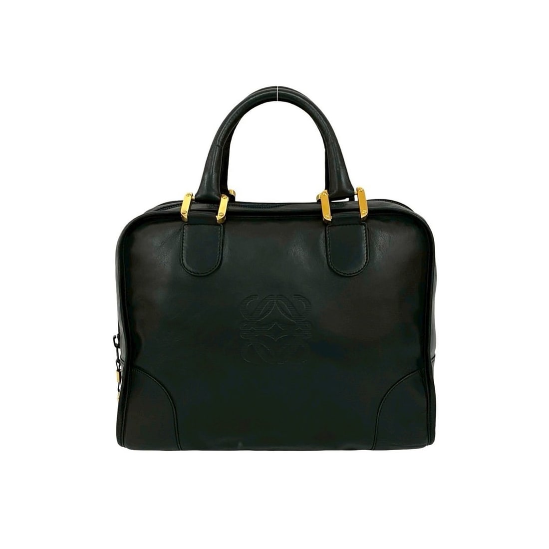 LOEWE Vintage Amazona 32 Anagram Engraved Leather Handbag/Mini Boston Bag in Black (35414) (1 of 10)