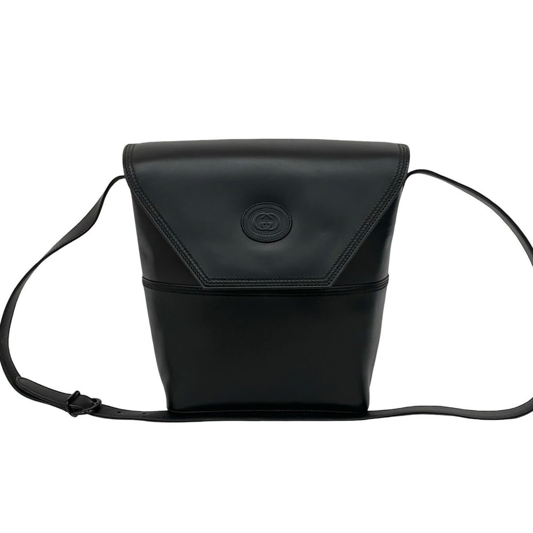 GUCCI Old Gucci Vintage GG Embossed Calf Leather Shoulder Bag/Body Bag Black 49864: --- Catalog ---Category: SizeSize (HxWxD): 26cm x 19cm x 9.5cm / 10.23'' x 7.48'' x 3.74''Category: DesignType: Shoulder bag, Sling bagColor: BlackGender: WomenMaterial: Leather Leather/Fur Type: Calf