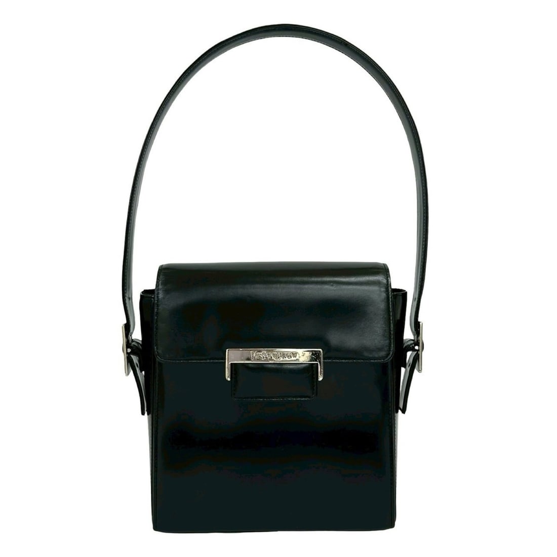 YVES SAINT LAURENT Vintage Leather Semi-One Shoulder Bag, Black, 36102: --- Catalog ---Category: SizeSize (HxWxD): 22cm x 20cm x 8.5cm / 8.66'' x 7.87'' x 3.34''Category: DesignType: Shoulder bagColor: BlackGender: WomenMaterial: Leather Category: GeneralBrand: Yves Saint