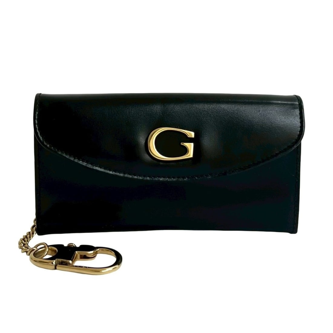GUCCI G Calf Leather Coin Case Mini Pouch Black 42554: --- Catalog ---Category: SizeSize (HxWxD): 7.5cm x 14cm x 2cm / 2.95'' x 5.51'' x 0.78''Category: DesignType: PouchColor: BlackGender: WomenMaterial: Leather Leather/Fur Type: CalfskinCategory: Genera