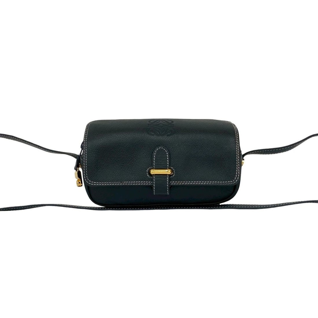 LOEWE Vintage Anagram Leather Mini Shoulder Bag/Pochette/Sacoche, Navy 16304 (1 of 19)