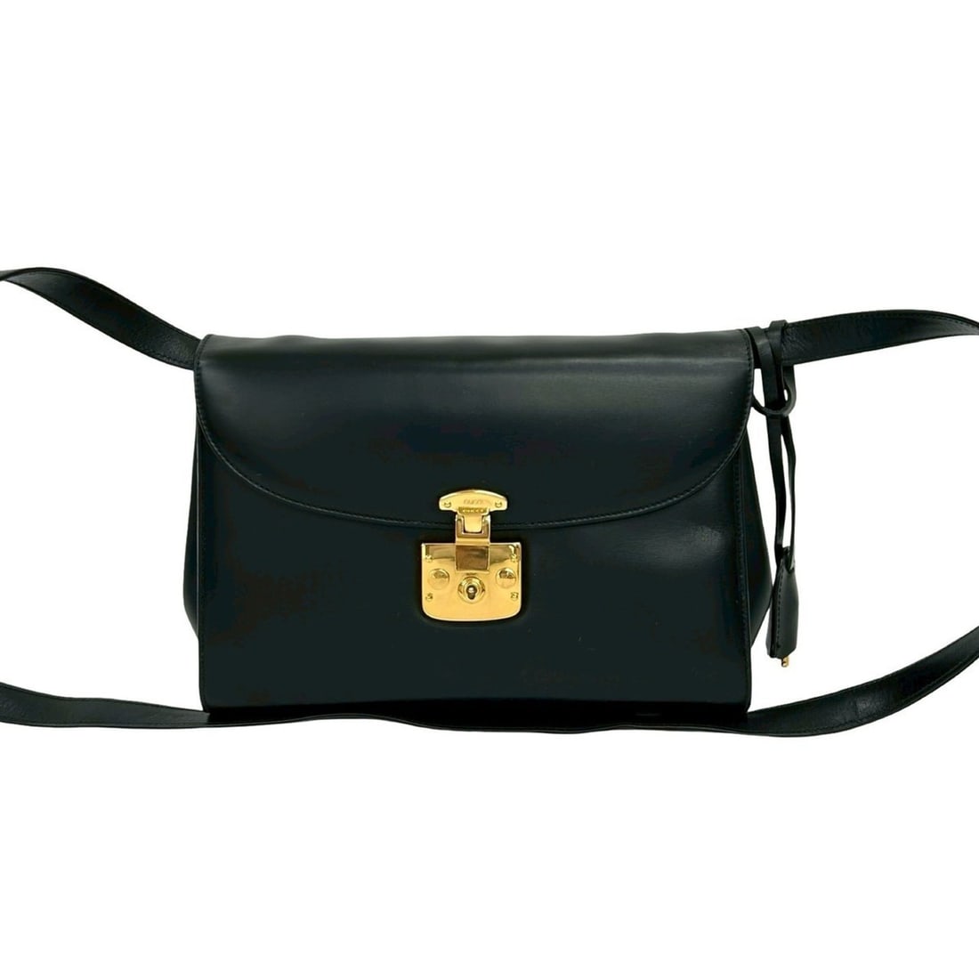 GUCCI Old Gucci Vintage Ladylock Leather Shoulder Bag/Pochette/Sacoche in Black 60047: --- Catalog ---Category: SizeSize (HxWxD): 18cm x 25cm x 7cm / 7.08'' x 9.84'' x 2.75''Category: DesignType: Pochette, Shoulder bagColor: BlackGender: WomenMaterial: Leather Category: GeneralBrand: Gu