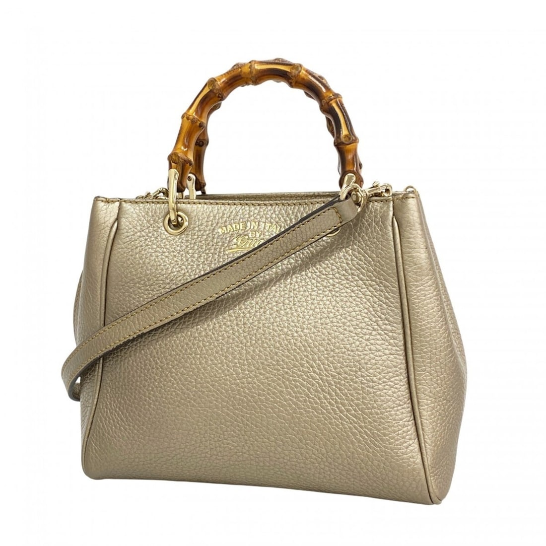 Gucci Bamboo Handbag 368823 Leather Gold Champagne 2-Way Bag for Women: --- Catalog ---Category: SizeSize (HxWxD): 18cm x 20cm x 5cm / 7.08'' x 7.87'' x 1.96''Category: DesignType: HandbagColor: GoldGender: WomenMaterial: Leather Hardware Color: Champagne goldCategory: Ge