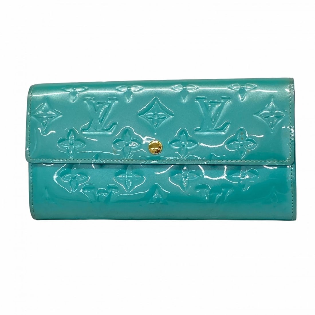Louis Vuitton Vernis Portefeuille Sarah Long Wallet M91741 Blue Lagon Women's: --- Catalog ---Category: SizeSize (HxWxD): 10cm x 19cm x 2.5cm / 3.93'' x 7.48'' x 0.98''Category: DesignType: Long wallet (bi-fold)Color: Blue lagonGender: WomenCategory: GeneralMPN: M91741Brand: Lou
