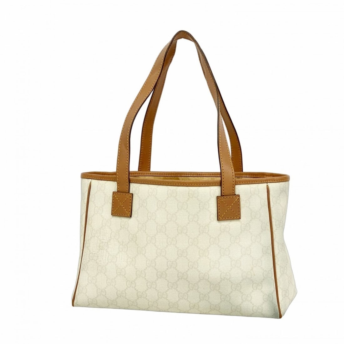 Gucci GG Supreme Tote Bag 264221 White Brown Champagne Women's: --- Catalog ---Category: SizeSize (HxWxD): 19.5cm x 30cm x 11cm / 7.67'' x 11.81'' x 4.33''Category: DesignType: Tote bagColor: Brown, WhiteGender: WomenMaterial: PVC Hardware Color: Champagne goldCat