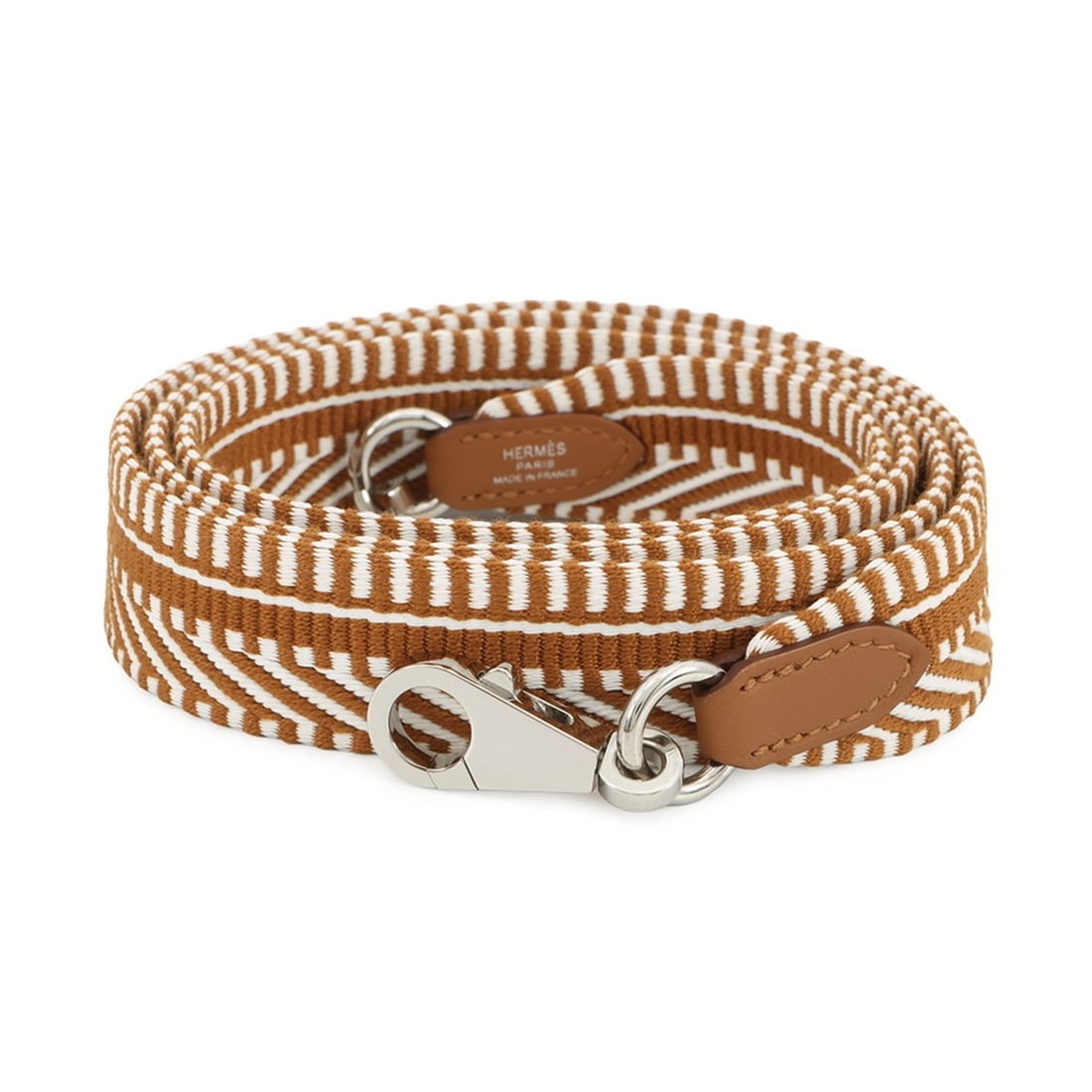Hermes Hermès Shoulder Strap Bandouliere Sangle Caval Gold White K Stamp Handbag: --- Catalog ---Category: SizeSize (HxWxD): 113cm x 2.5cm / 44.48'' x 0.98''Category: DesignType: StrapColor: Brown, WhiteGender: Men,WomenMaterial: Canvas, Swift leatherCategory: GeneralBrand: HermesC