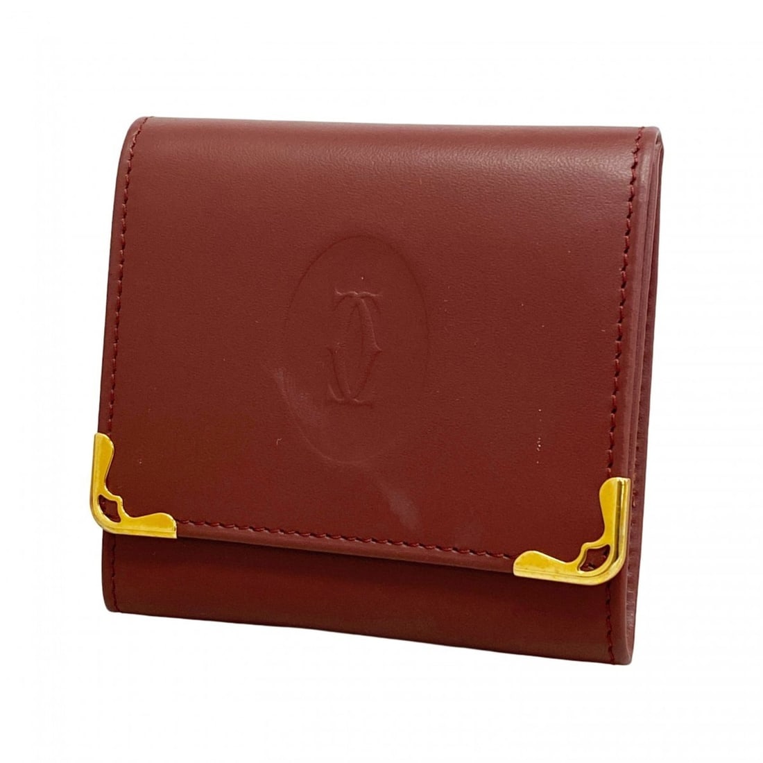 Cartier Must Leather Wallet/Coin Case, Bordeaux, Women's: --- Catalog ---Category: SizeSize (HxWxD): 8cm x 8cm x 2.5cm / 3.14'' x 3.14'' x 0.98''Category: DesignType: Coin purse/coin caseColor: BordeauxGender: WomenMaterial: Leather Category: GeneralBrand: C