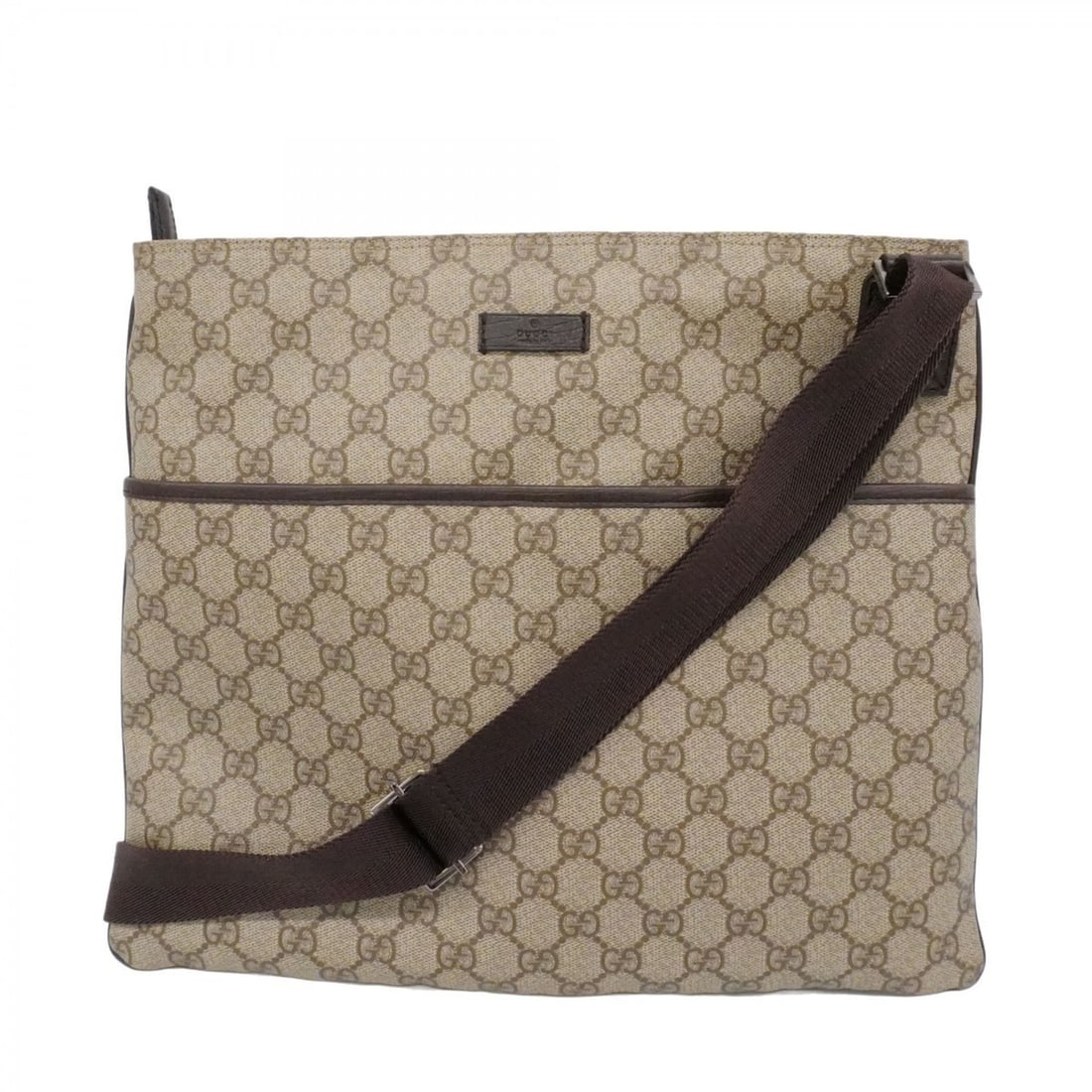 Gucci GG Supreme Shoulder Bag 111198 Brown Women's: --- Catalog ---Category: SizeSize (HxWxD): 29.5cm x 35cm x 1.5cm / 11.61'' x 13.77'' x 0.59''Category: DesignType: Shoulder bagColor: BrownGender: WomenMaterial: PVC Hardware Color: SilverCategory: Ge