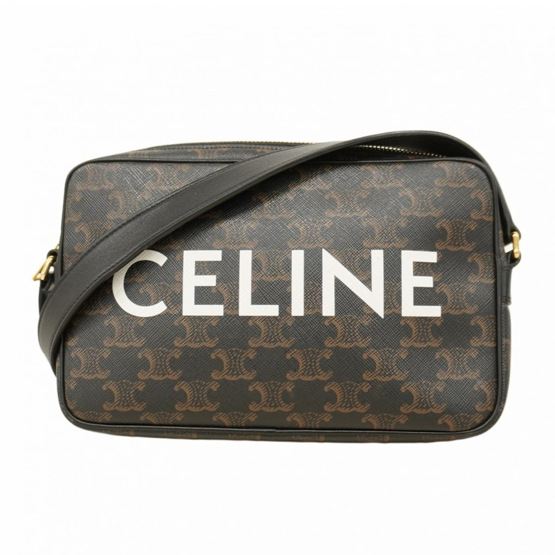 Celine Shoulder Bag Macadam Black Women's: --- Catalog ---Category: SizeSize (HxWxD): 15cm x 23cm x 4cm / 5.9'' x 9.05'' x 1.57''Category: DesignType: Shoulder bagColor: BlackGender: WomenMaterial: PVC Hardware Color: GoldCategory: GeneralBran