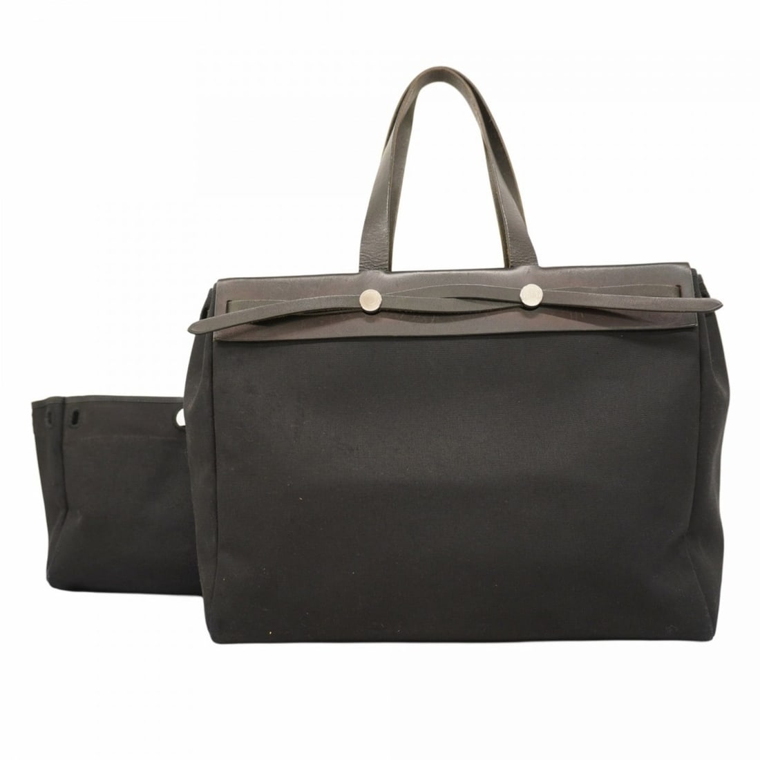 Hermes Hermès Cabas GM Toile Officier Tote Bag, Black, F Stamp, Women's (1 of 16)