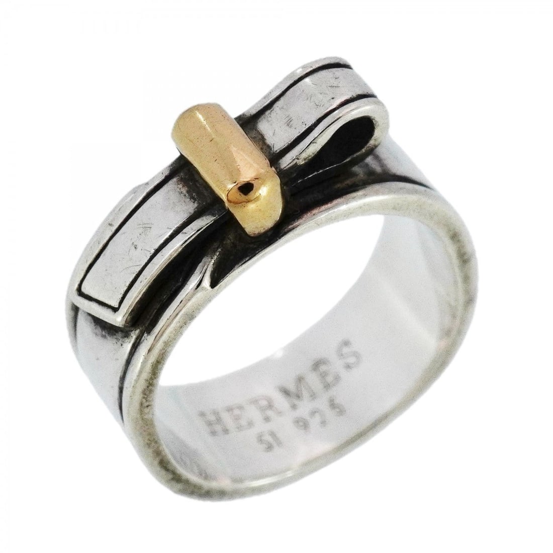 Hermes Hermès Artemis Ring, 18K Yellow Gold and 925 Silver, #51, Women's: --- Catalog ---Category: SizeUS Size: 6Brand Size: 51Category: DesignType: Band ringGender: WomenMaterial: Silver 925, Yellow gold (18K)Category: GeneralBrand: Hermes--- Item List ---Section: