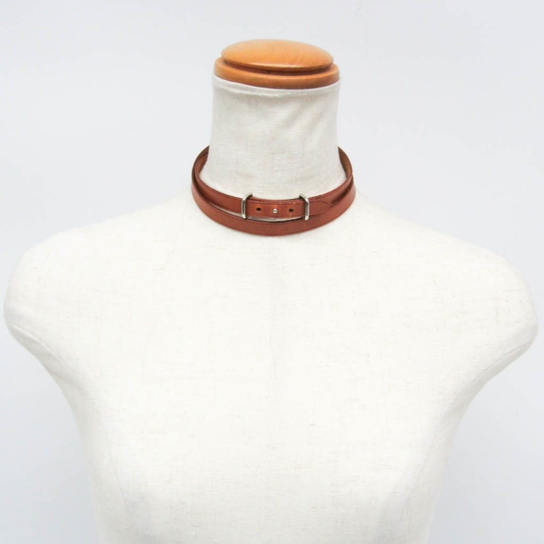 Hermes API II Choker Leather Bangle Brown - 13