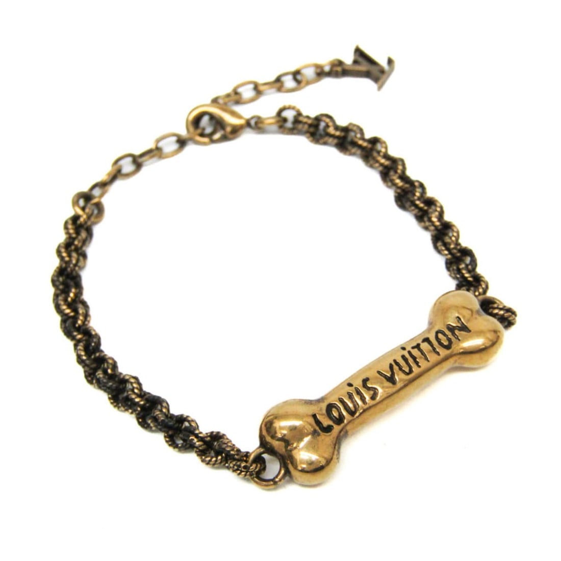 Louis Vuitton LV Bone Bracelet M02344 Metal Charm Bracelet Gold (1 of 10)