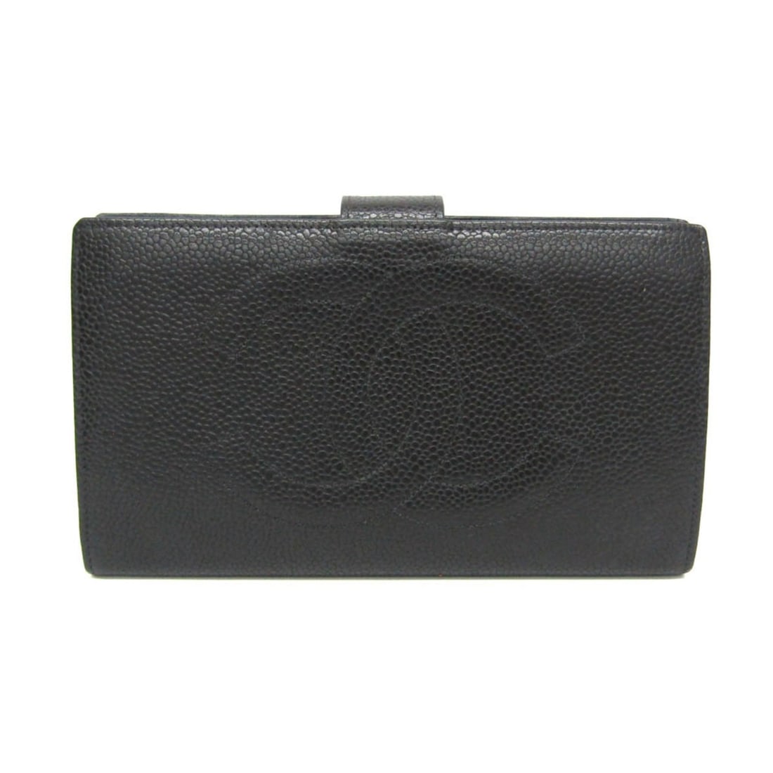 Chanel Coco Mark Women's Grained Calfskin Lambskin Long Wallet (bi-fold) Black (1 of 14)
